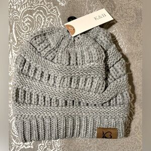 K&B Gray Acrylic Knit Beanie